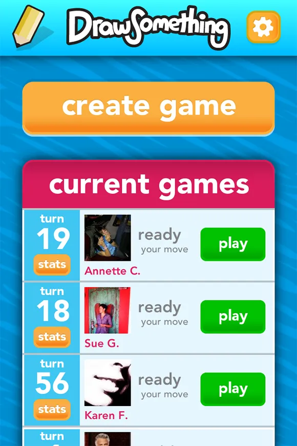 Draw Something current games interface
