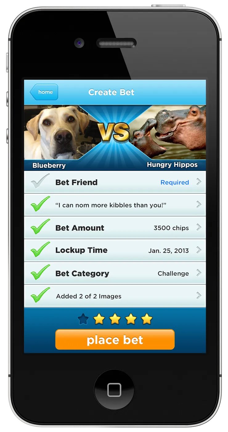 Create a bet on iPhone