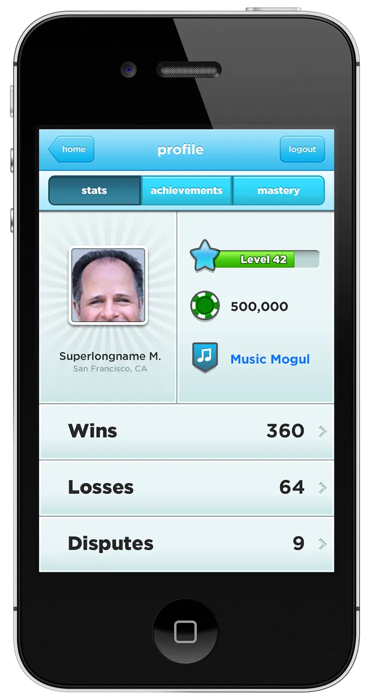 User profile interface