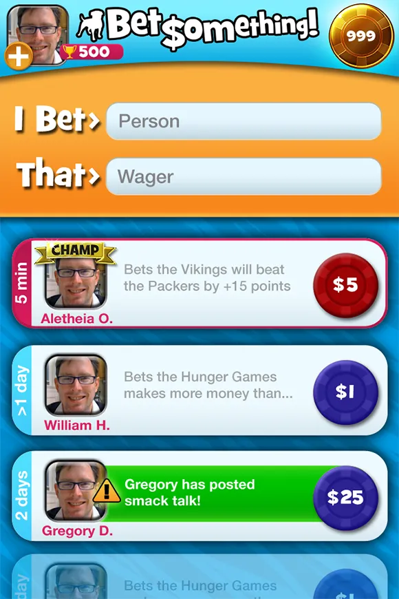 Current bets, iteration one