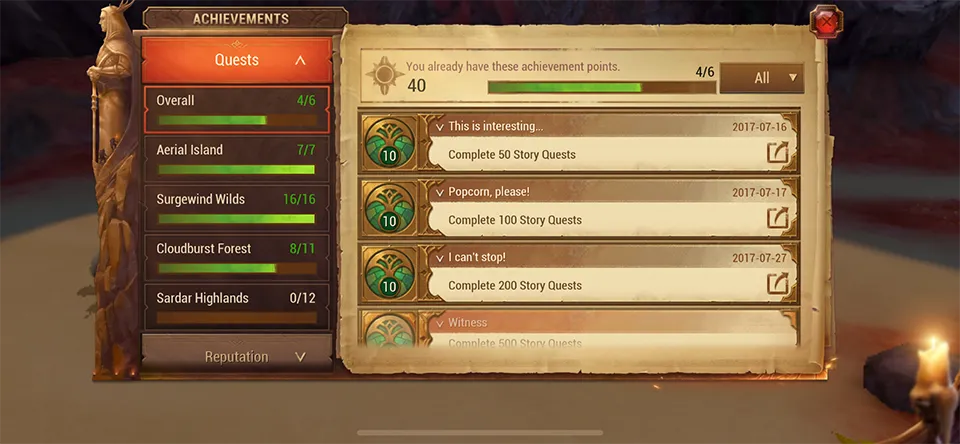 Achievements UI