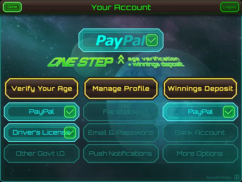 Cashteroids account